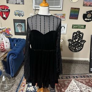 Velvet Bell Sleeve Dress 0X